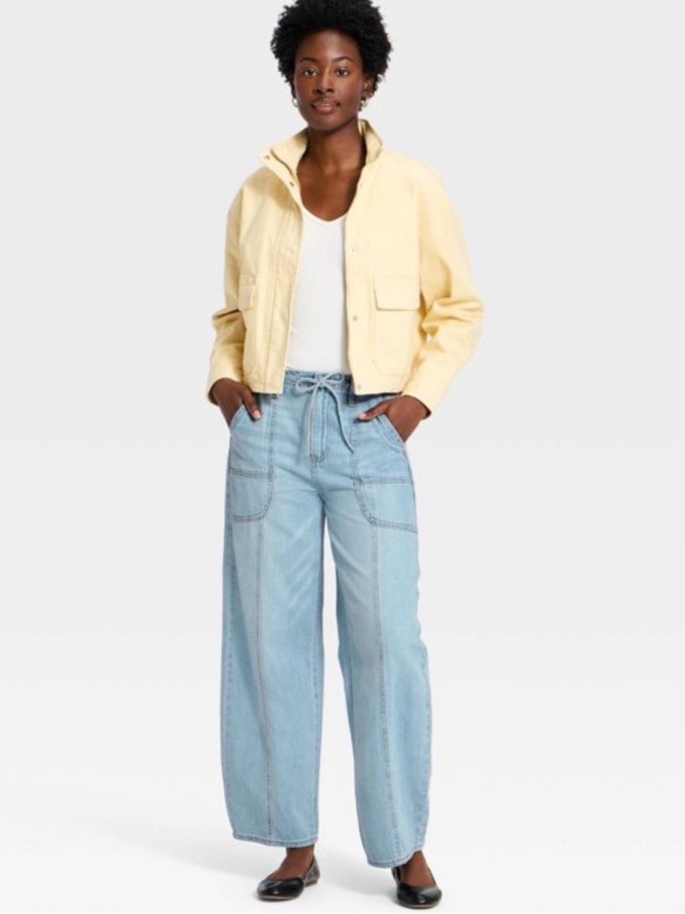 Universal Thread Women's High-Rise Drawstring Soft Utility Jeans Sz 0 NWT